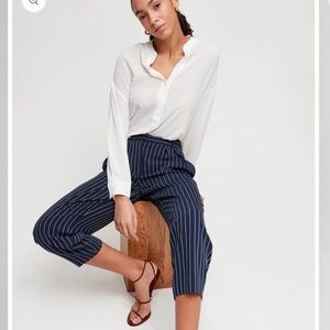 ARITZIA Babaton Modesto Pant Navy Blue & White Trousers